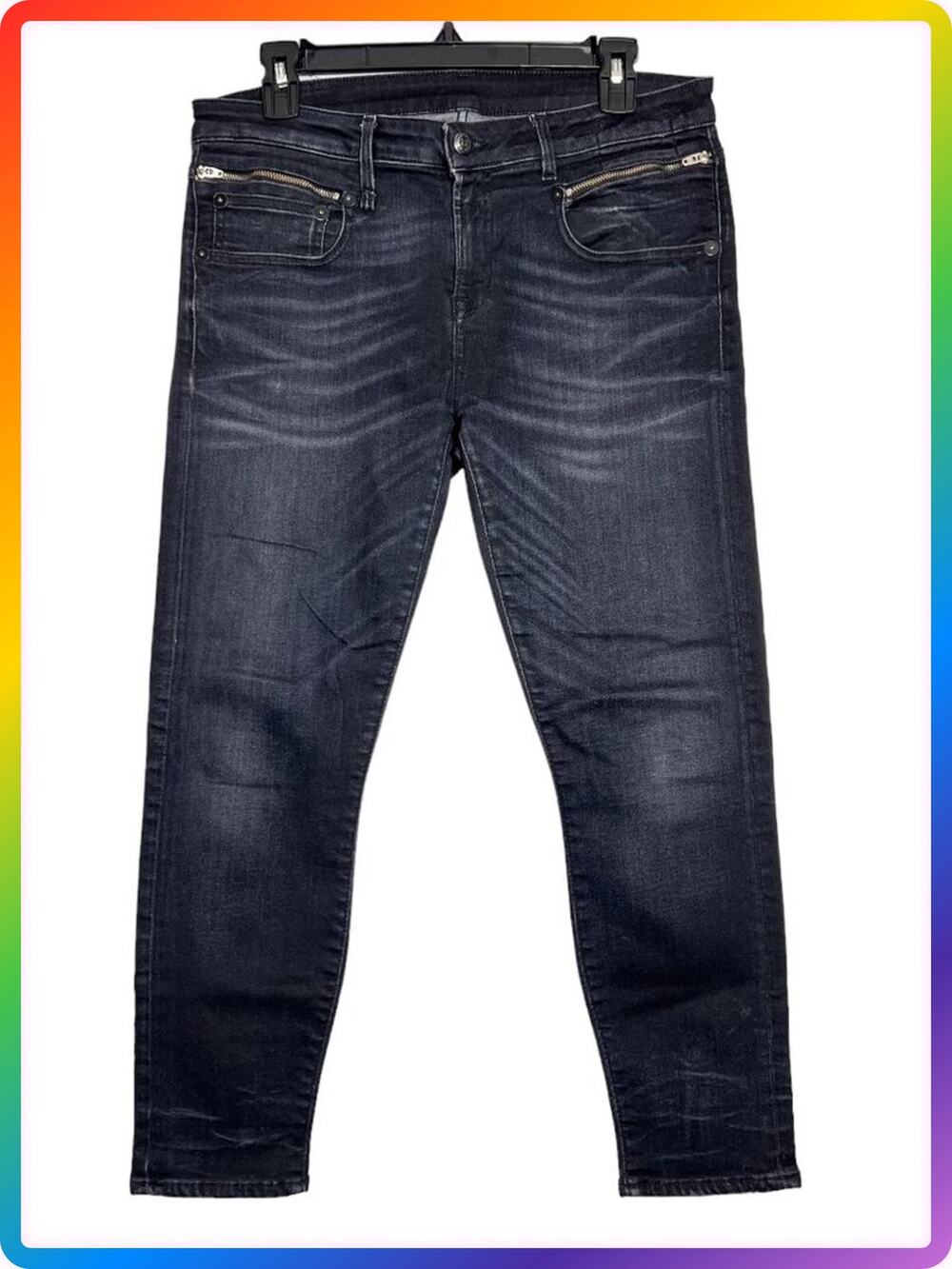 R13 Stardust Moto Cropped Pant 29 Washed Black Rebel Jean Soft Denim Bottoms